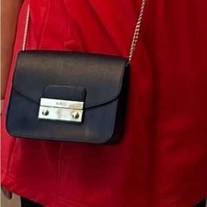 Furla Italy Metropolis Mini Leather Blue Crossbody Bag Clutch Perfect Condition